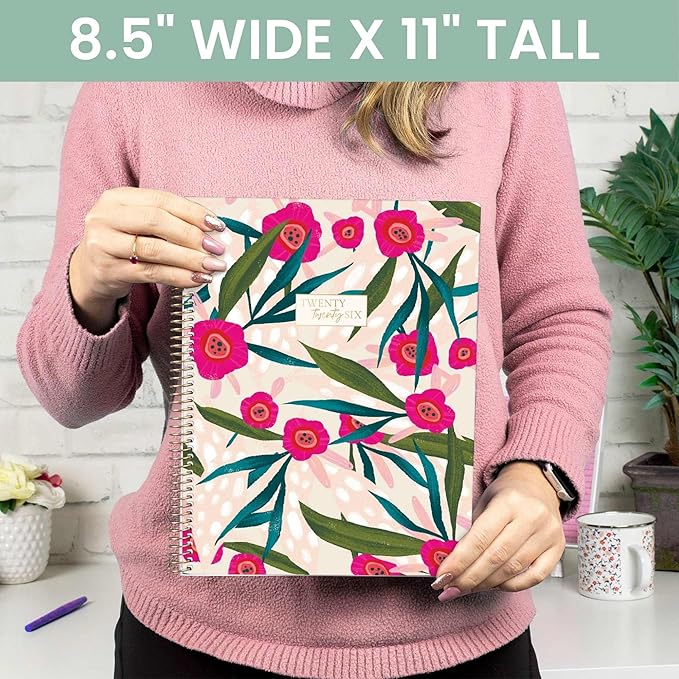 bloom daily planners 2026 Planner (January to December) - 8.5” x 11” Weekly & Monthly Dated Agenda Organizer Book with Stickers & Tabs - Flexible Soft Cover - Pink Poppies