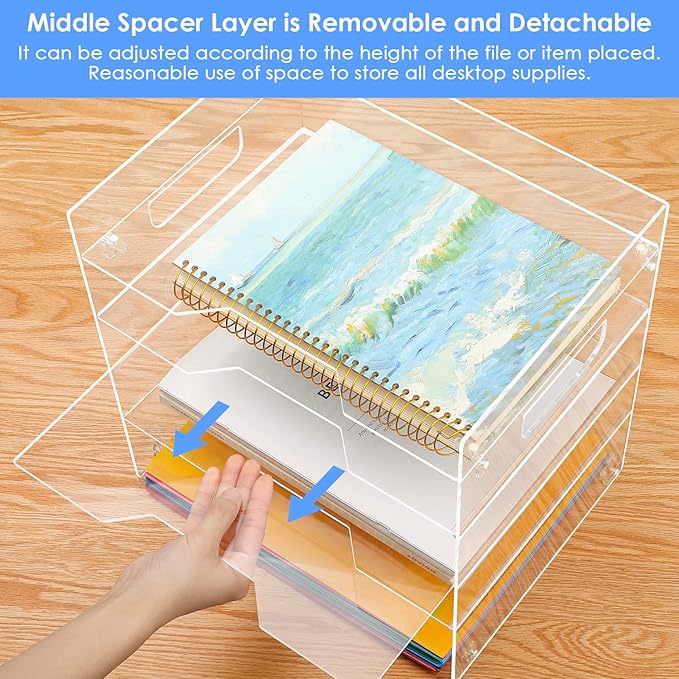 MaxGear 5-Tier Acrylic Paper Tray, Clear Desk Organizer, Stackable File Trays for Office, Acrylic Letter Tray, Paper Organizer for Desk, Office Accessories
