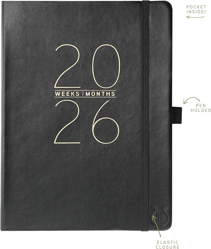 Graphique 2026 Apollo Business Planner | 18 Month Organizer, July 2025 - Dec. 2026 | Weekly & Monthly Spreads | To-Do List & Note Pages | Pen Loop | Vegan Leather | Classic Black | 6” x 8”
