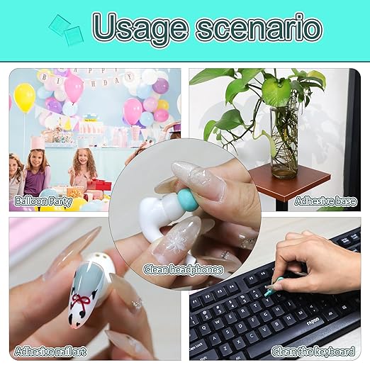 Feosky Adhesive Poster Sticky Tack Putty, Reusable and Removable Adhesive Putty, Mounting Putty for displaying Wall Paintings, Picture, Decoration, Crafts (Green, Pack of 2)