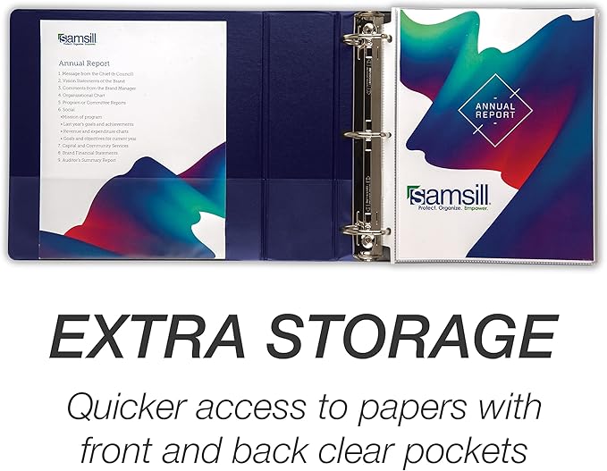 Samsill Durable 3 inch 3 Ring Binder, Made in USA, D Ring Binder, FSC 100% Recycled Chipboard, Blue, 4 Pack