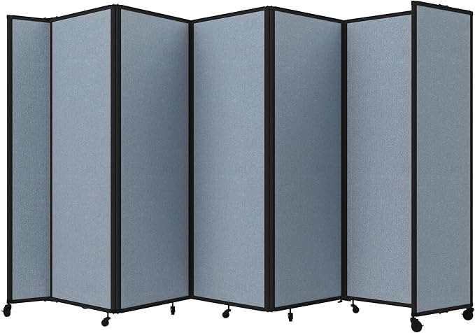 Versare Room Divider 360 Portable Wall Partition | Folding Panels | Large Freestanding Divider | Locking Wheels | Temporary Room Separator
