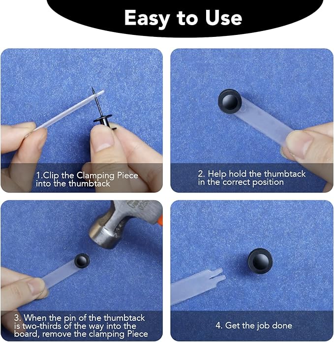 40 PCS Picture Hangers Nails 4 Size Long Heavy Duty Thumb Tacks for Wall Double Headed Push Pins Picture Hooks, Renter Friendly Decor Thumbtacks for Tapestry Frame Art Photos,10/20/ 30/ 50lb(Black)