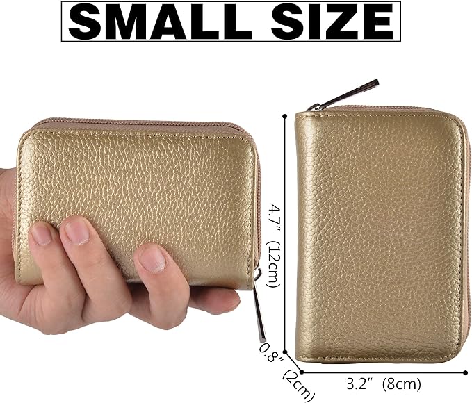 Easyoulife Genuine Leather Credit Card Holder Zipper Wallet With 26 Card Slots