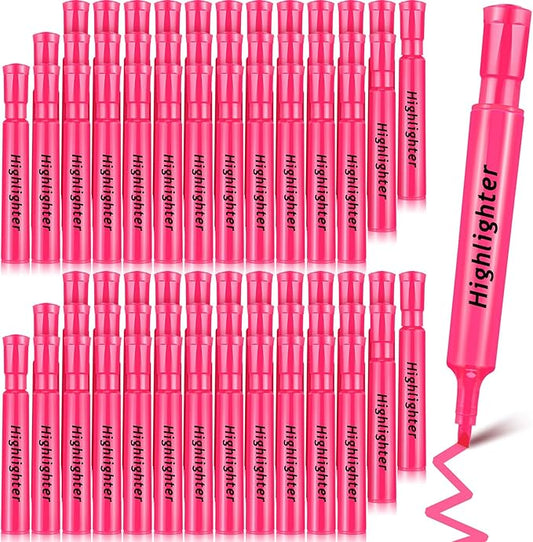 Qilery 72 Pack Highlighters Bulk, Tank Style Chisel Tip Highlighters Markers Quick Drying for Kids and Adult Coloring, Classroom Home Office School Supplies (Pink)