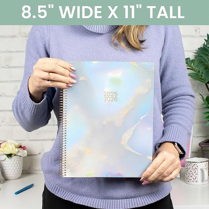 bloom daily planners 2025-2026 (8.5" x 11") Academic Year Day Planner (July 2025 - July 2026) - Weekly & Monthly Dated Agenda Organizer with Stickers & Tabs - Iridescent Opal