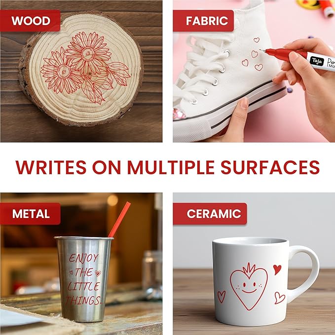 Permanent Markers Ultra Fine Tip, 30 Pack Red Quick-Drying and Fade-Resistant Permanent Markers Bulk Set for Writing and Drawing on Wood, Plastic, Metal, Glass, Ideal for Office School Supplies