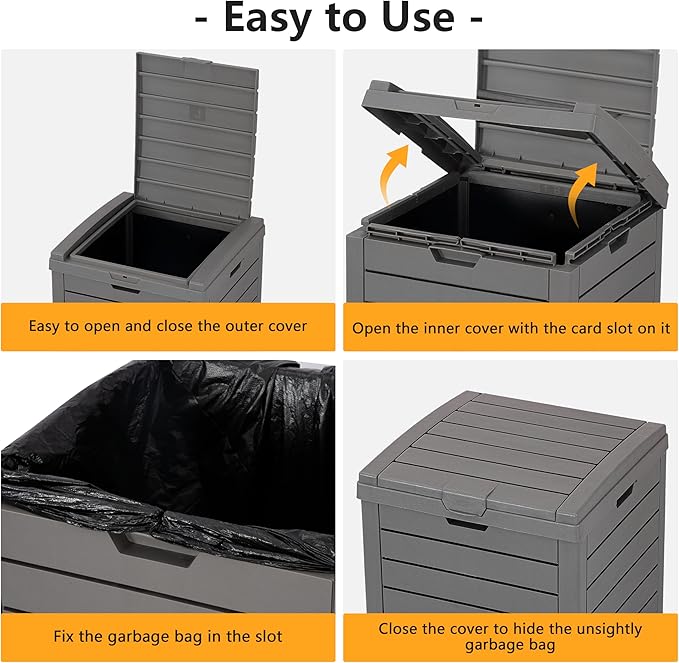 Outdoor Trash Can, 31 Gallon Garbage Can with Tiered Lid and Drip Tray, Waterproof Resin Patio Waste Bin for Garden, Backyard, Deck