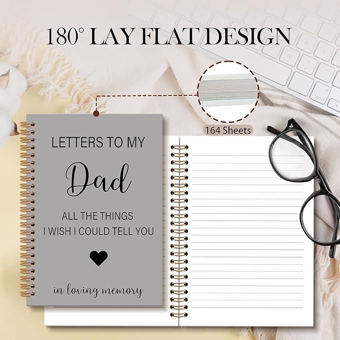 Memorial Gifts for Loss of Dad Grief Notebook Journal, Letters to My Dad in Heaven Journal, Sympathy Notebooks Gifts for Loss of Dad Father, In Loving Memory Sympathy Gifts, 6x8.2In