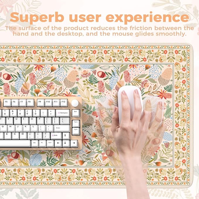 iCasso Desk Mouse Pad Extra Large,Office Desktop Mat for Women,Non Slip Computer Pad Pad with Stitched Edges,Large Keyboard mat,Cute Desk Cover Mat Work from Home School
