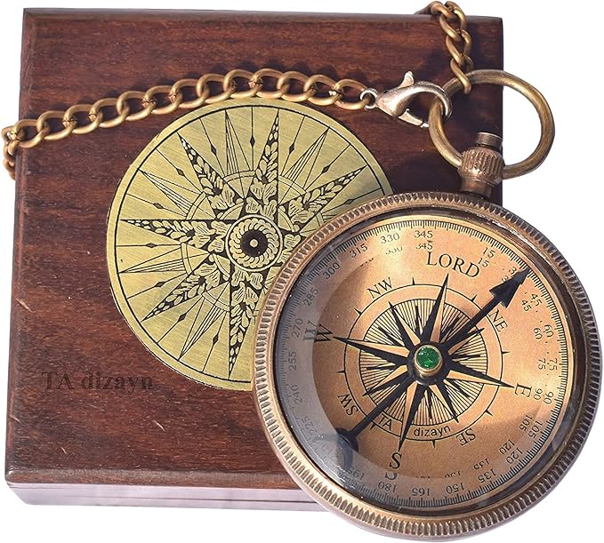 Trust in The Lord With All Your Heart - Proverbs 3:5-6 Quote Engraved Compass With Wooden Box, Greeting Card, Gift Compass, Graduation Day Gifts 2024 for Women Men Boys Girls
