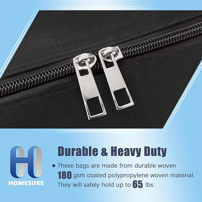 4 Pack Large Strong Moving Bags with Zippers & Carrying Handles - Water-Resistant - Heavy Duty Storage Tote for Space Saving Moving Storage, Fold Flat, Alternative to Moving Box (Black)