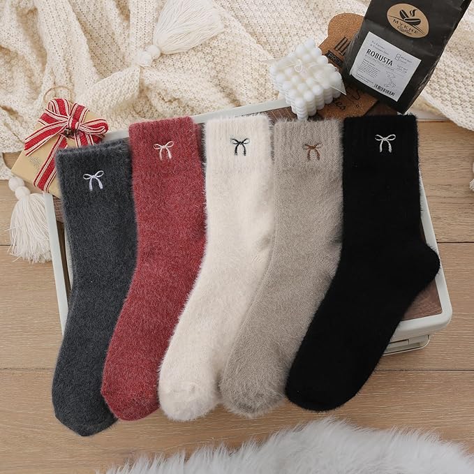 5 Pairs Fuzzy Soft Cozy Comfortable Socks for Women, Casual Sleep Comfy Socks, Perfect Warm Winter Gifts for Women