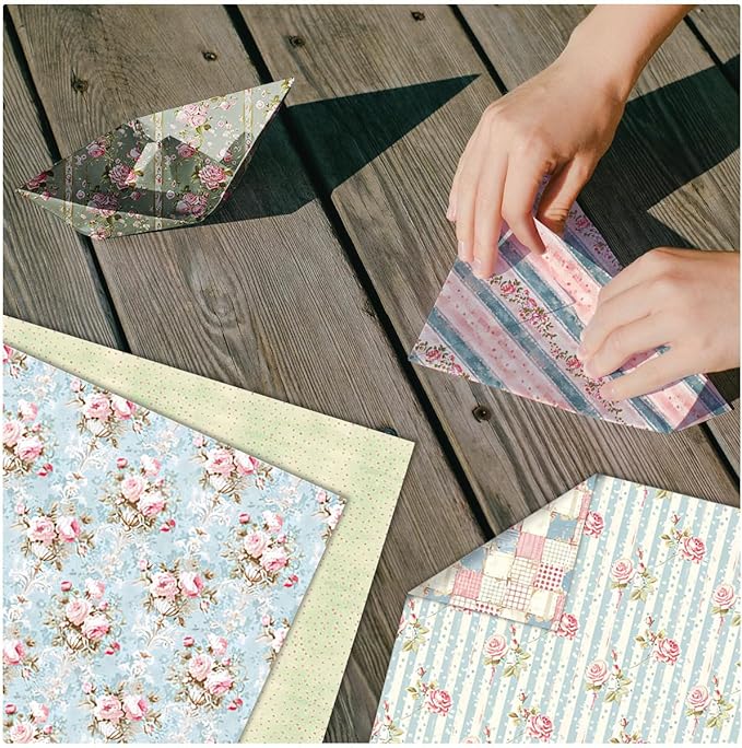 Scrapbook Paper Pad 12×12,Floral Double-Sided Pattern Designer Planner Junk Journal Decorative Craft Paper,Card Making Journaling Origami Decopage Scrapbooking Supplies, 24 Sheets