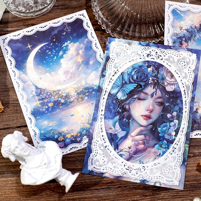Lace border Scrapbook Paper Set, 150 PCS Goddess of romance Ephemera Pack for Junk Journaling, Scrapbooking, Crafting, DIY Projects, Diaries, and Art Supplies