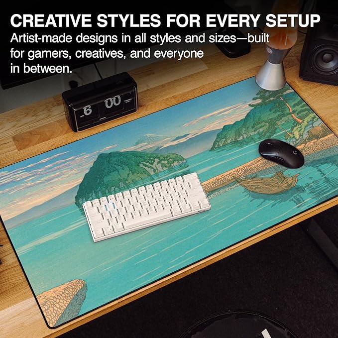 MPCO. Ukiyo-E Large Gaming Desk Pad - 36" x 17" Aeroglyde Fabric Izuno Mitsu Desk Mats - Washable, Smooth Glide for Precision Gaming & Work