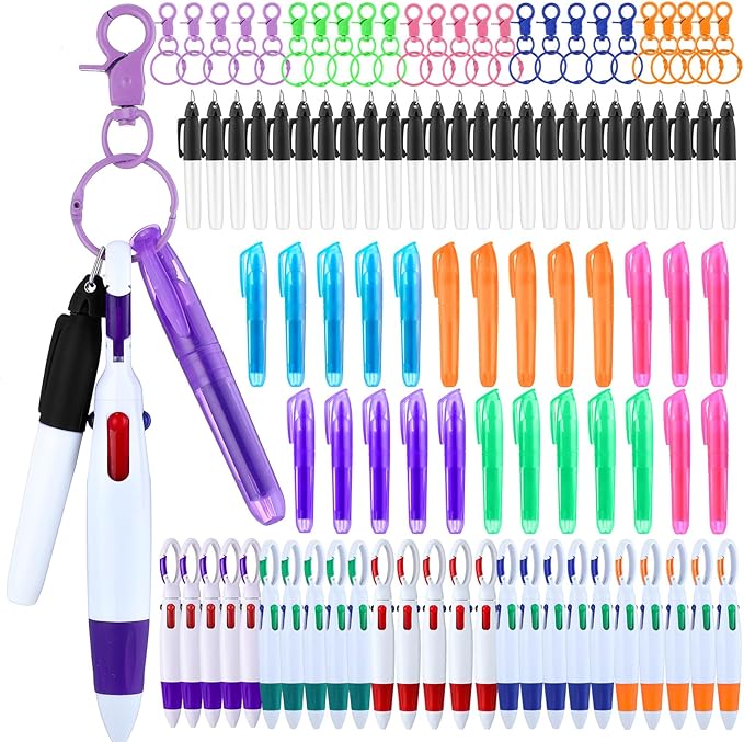 Sherr 25 Sets Retractable Nurse Pens with Mini Highlighter Permanent Marker Keychain Clip Badge Reel Pen Accessories for Nursing Students Medical Staff Office Stocking Stuffer Gift(Many Colors)