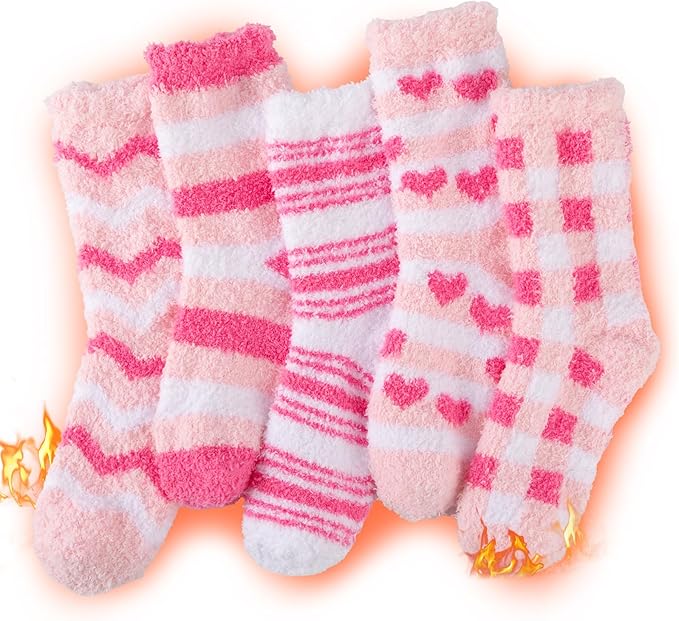 COOPLUS Fuzzy Socks for Women Warm Fluffy Cozy Winter Soft Home Slipper Socks (5 Pairs)