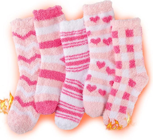 COOPLUS Fuzzy Socks for Women Warm Fluffy Cozy Winter Soft Home Slipper Socks (5 Pairs)