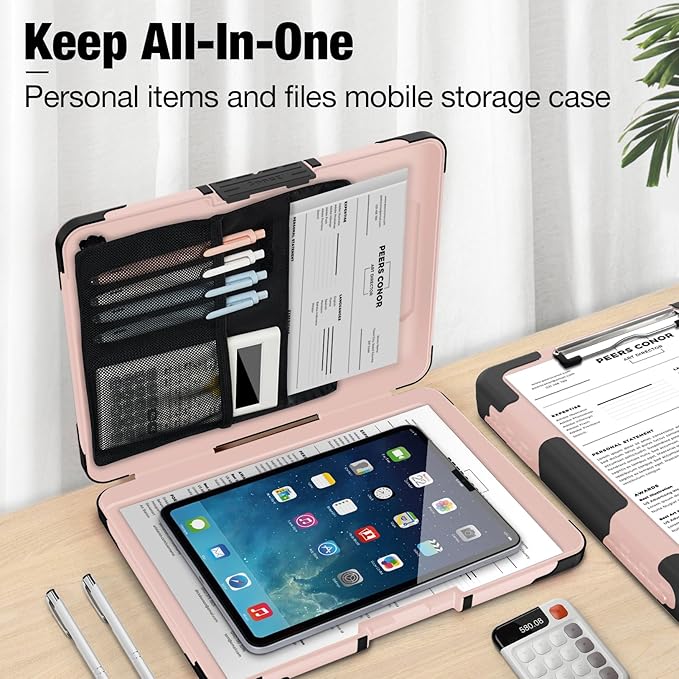 Sooez Toughest Clipboard with Storage, Internal Pen Pouch Included, Letter/ A4 Size, Shockproof Heavy Duty Plastic Clip Boards 8.5x11”, High Capacity Clipboards Box Case for Contractor Trucker Driver