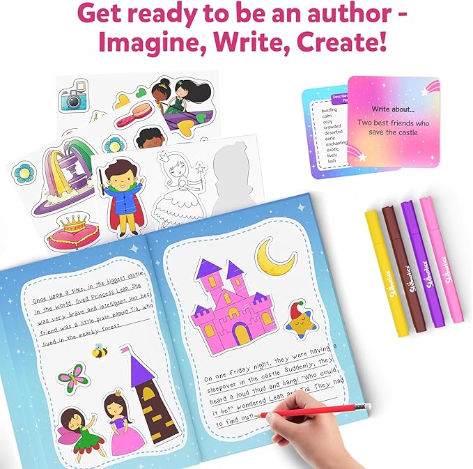 Skillmatics Storybook Art Kit - Create Fairytale Stories, DIY Craft & Writing Kit with 300+ Stickers, Scrapbooking & Journal Activity, Christmas Gifts for Kids Ages 5, 6, 7, 8, 9, 10