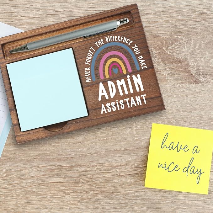 Admin Assistant Gifts Sticky Note Holder, Thank You Gift for Administrative Assistants, Office Staff Recognition for Admin Appreciation Week, Birthday or Holiday Self-Stick Note Pad Holders PB017
