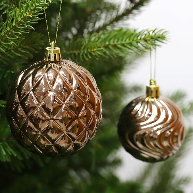 Christmas Ornaments Set with 36pcs Shatterproof Christmas Tree Decorations Multi-Size Christmas Ball Ornaments with 7 Styles Brown