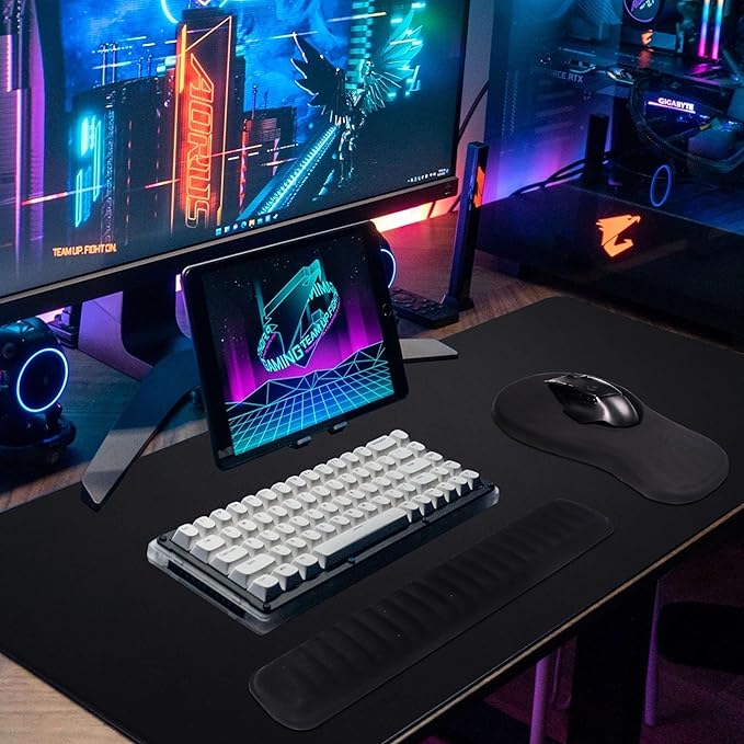 MEKASS Ergonomic Mouse Pad and Keyboard Wrist Rest Set, Super Soft Memory Foam Desk Wrist Support for Computer Keyboard, Non-Slip Arm Palm Rests Cushion for Typing Gaming Office Laptop (Demon's Eye)