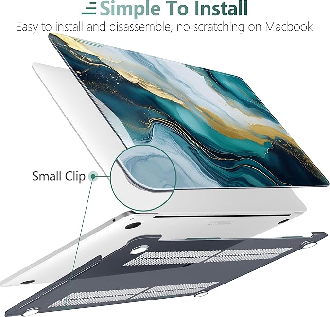 TWOLSKOO Compatible with MacBook Pro 13 inch Case 2023-2016 A2338 M2/M1 A2251 A2289 A2159 A1989 A1706, Plastic Hard Shell Cover & Keyboard Skin & Screen Protector, Graphite Marble