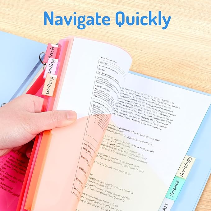 Forvencer 8 Count Dividers with Two Pockets, 8 tabs Binder Dividers for 3 Ring Binder Organizer, Multicolor, 1 Set