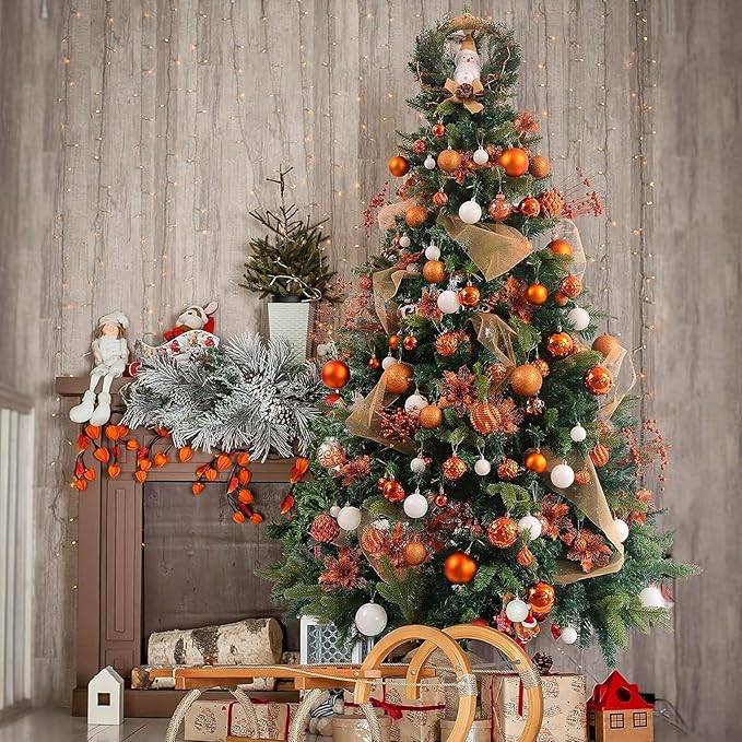 Christmas Balls Ornaments -36pcs Shatterproof Christmas Tree Decorations with Hanging Loop for Xmas Tree Wedding Holiday Party Home Decor,6 Styles in 3 Sizes(Orange)