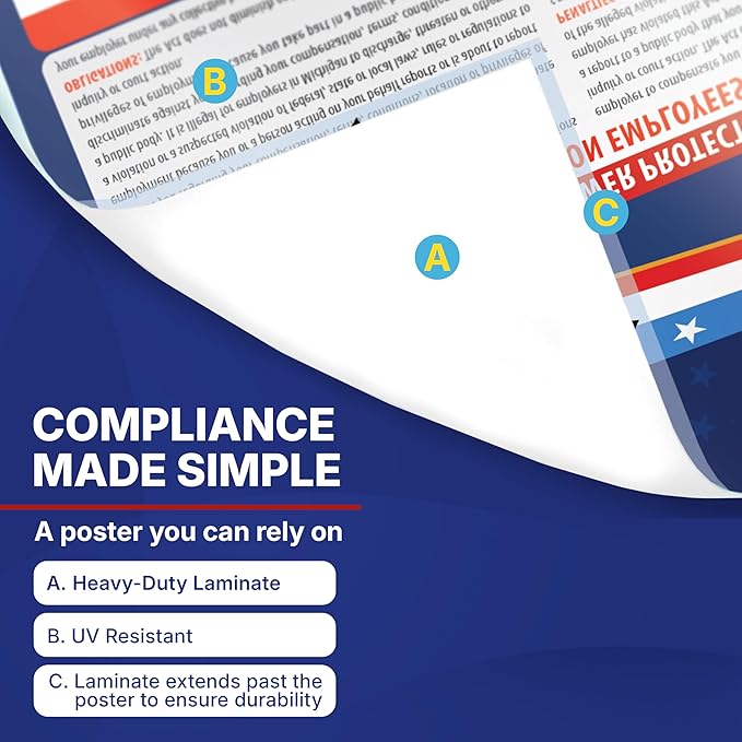 2026 Florida State and Federal Labor Law Poster - English Version - OSHA Workplace Compliant - Mandatory Regulations Posting for Employees - All in One Required Compliance Posting 17" x 40" Laminated (English)