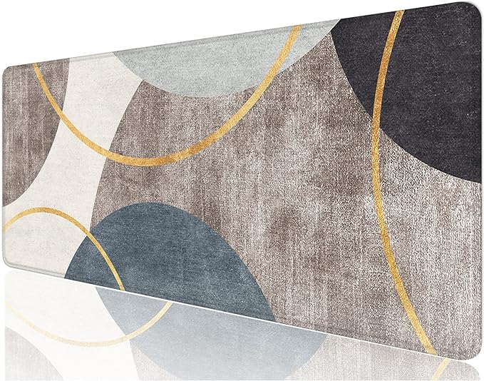 Desk Mat, 32" x 12" XXL Extended Large Gaming Mouse Pad, Desktop Decor Desk Pad, Cute Men Women Office Supplies and Accessories, XL Mouse Mat for Laptop & Keyboard, Abstract Art Circle