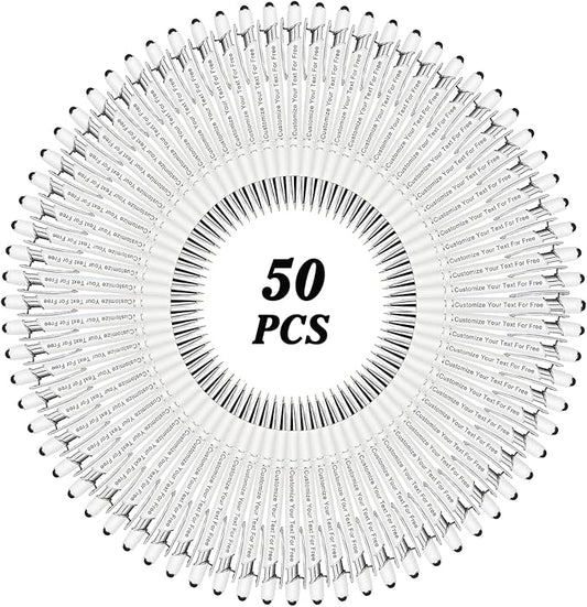 Max 500 Pcs Personalized Pens Bulk, Custom Pens with Free Engraving, Customized Stylus Tip Ballpoint Pen with Your Name Massage Text for School Office Business Graduation Anniversaries-50 Packs