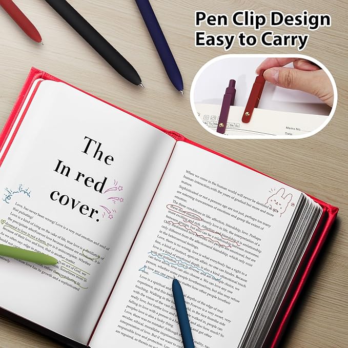 FIOVER Colorful Gel Pens - 6Pcs 0.7mm Multi-Colored Pens, Smooth Writing Coloring Journaling Supplies for Note Taking, Cute Aesthetic Office School Supplies (6Pcs-Vintage Colorful)