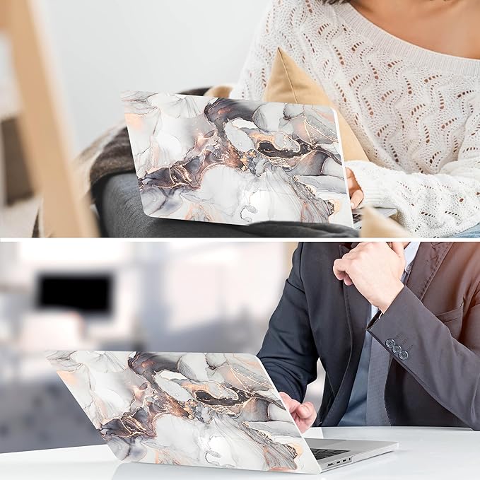 DONGKE Compatible with M4 MacBook Air 15 inch Case 2025 2024 2023 A3241 A3114 A2941 M3 M2 Liquid Retina Display Touch ID, Plastic Hard Case & Keyboard Skin & Screen Protector - Abstract Marble