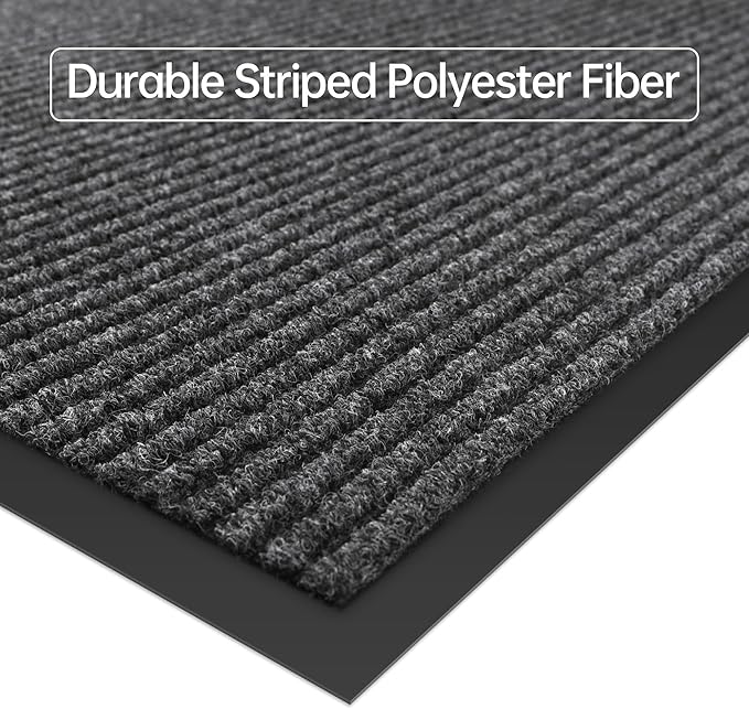 Front Door Mat, 4' x 6' Heavy Duty Indoor Outdoor Door Mat for Entryway, Commercial Door Mats Entrance, Low Profile Welcome Mats Non-Slip, Durable Rubber Backing Entry Mat for Patio, Home