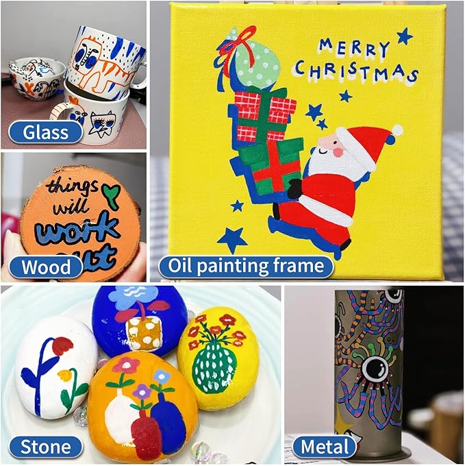 Blue Paint Pens Permanent Paint Markers - 24 Pack Oil Based Marking Pens, Medium Point, Quick Drying and Waterproof for Rock Painting Car Tyre Metal, Plastic, Canvas, Wood, Glass