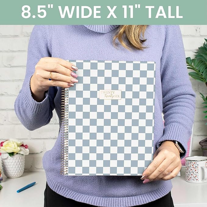 bloom daily planners 2026 Planner (January to December) - 8.5” x 11” Weekly & Monthly Dated Agenda Organizer Book with Stickers & Tabs - Flexible Soft Cover - Checkered