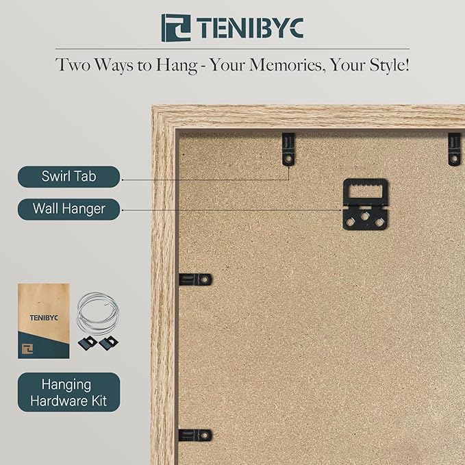 11x17 Oak Poster Frame 3 Pack with HD Glass, Natural Solid Wood Picture Frame, Wall Gallery Frame