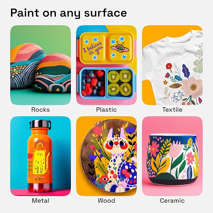 ARTISTRO Paint Markers - Acrylic Pens for Rock, Glass, Fabric, DIY - Art Supplies - 48 Dual Brush Tip Markers