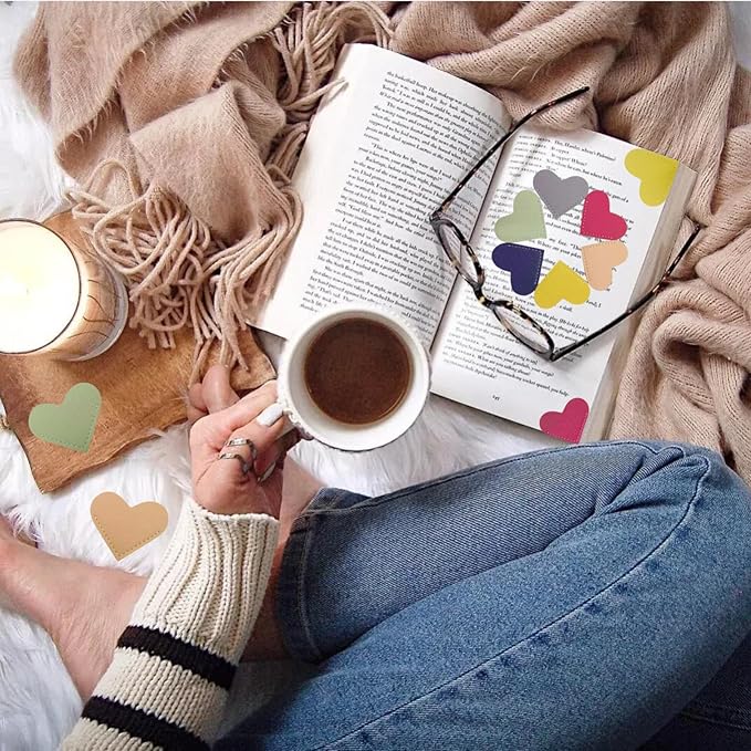 Leather Heart Bookmarks - Winjeto 6 Pieces Cute Corner Page Book Marks for Teachers Students Book Reading Lovers, for School Office Home Supplies (Sweet（6pcs）)