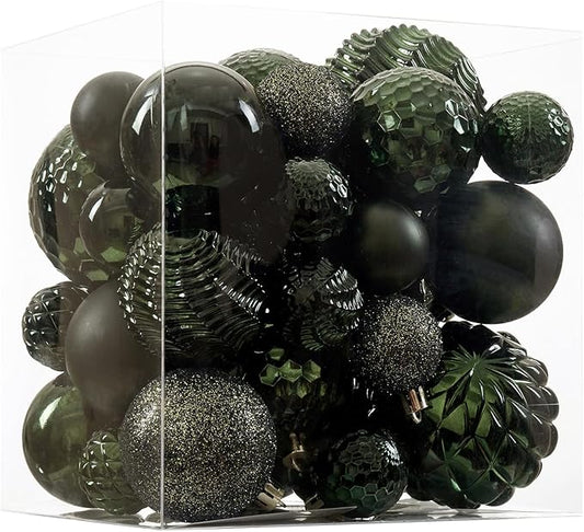 Christmas Balls Ornaments -36pcs Shatterproof Christmas Tree Decorations with Hanging Loop for Xmas Tree Wedding Holiday Party Home Decor,6 Styles in 3 Sizes(Dark Green)