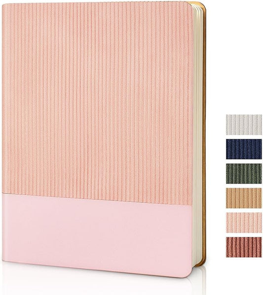 Lined Journal Notebook for Work College Ruled Note Book 7.2"x9.6"B5 PU Leather Daily Journaling 160 Pages for Women Men Writing Home School Supplies Business (Pink)