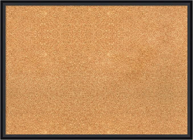 Amanti Art Natural Cork Board for Wall, 21x29 Vision Board with Black Wood Frame, Medium Corkboard Office Decor for Home Organization, Modern Contemporary Corkboard Pinboard to display items for home