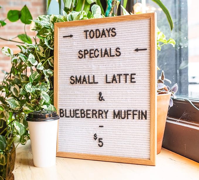 Felt Like Sharing Large Letter Board (White Felt - 12”x16”) – Changeable Message Board with 3 Sets of Felt Board Letters – Statement Wall Sign for Quotes, Home or Holiday Decor In Oak Frame