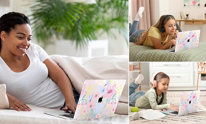 TWOLSKOO Compatible with MacBook Pro 13 inch Case 2023-2016 A2338 M2/M1 A2251 A2289 A2159 A1989 A1706, Plastic Hard Shell Cover & Keyboard Skin & Screen Protector, Floral Spring