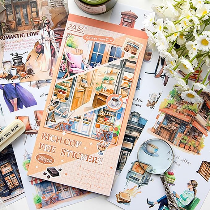 Aesthetic Journaling Sticker Books for Adults - Pre-Cut Scrapbook Stickers Vintage 20 Sheets Junk Journal Supplies Watercolor Scrapbooking Stickers Planner Cottagecore Decorative DIY Arts Craft Making