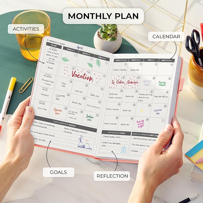 Clever Fox Daily Planner – Undated Planning Notebook with Hourly Schedule & To-Do List – Personal Day Task & Work Organizer, 6 Months (Peach Pink)