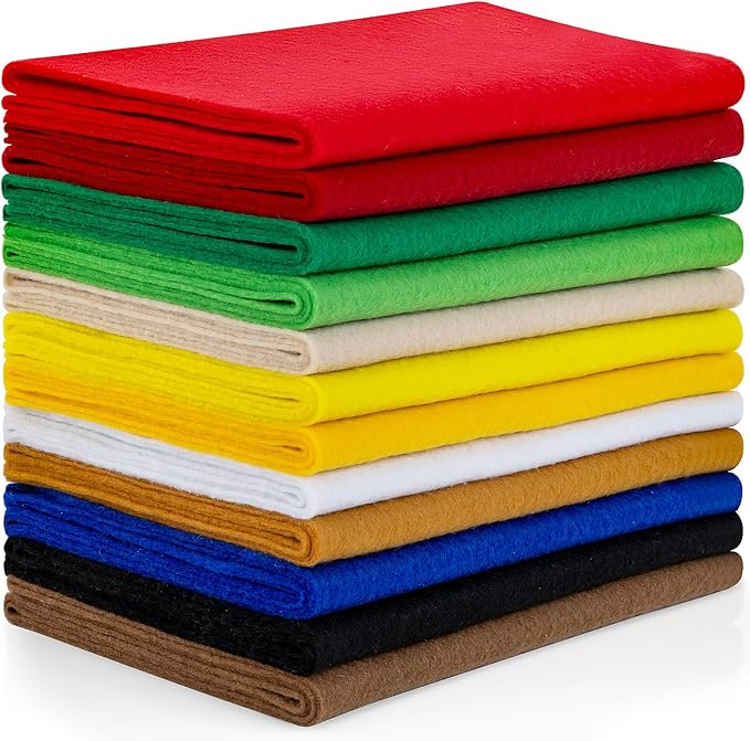 12 Rolls 8"x35"(20.5x90cm) 1.4mm Thick Soft Felt Fabric Sheet 12 Assorted Colors Felt Pack for DIY Craft Sewing Squares Nonwoven Patchwork